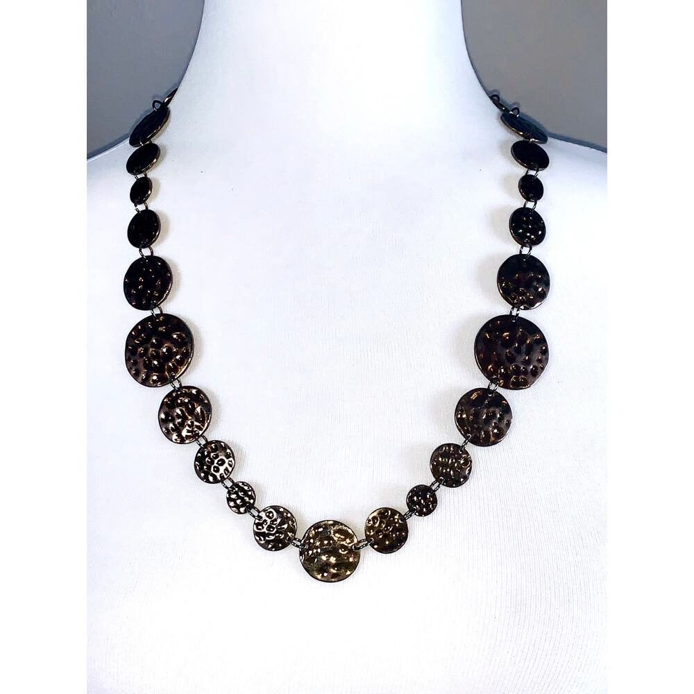 Daisy Fuentes Hammered Bronze Disc Statement Necklace
